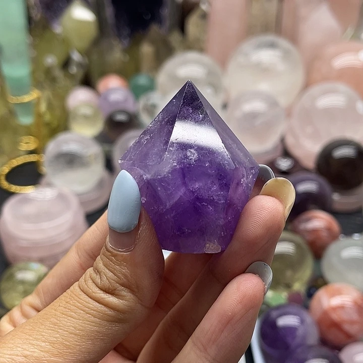 莫***莫水晶珠宝半成品未镶嵌81紫水晶柱
