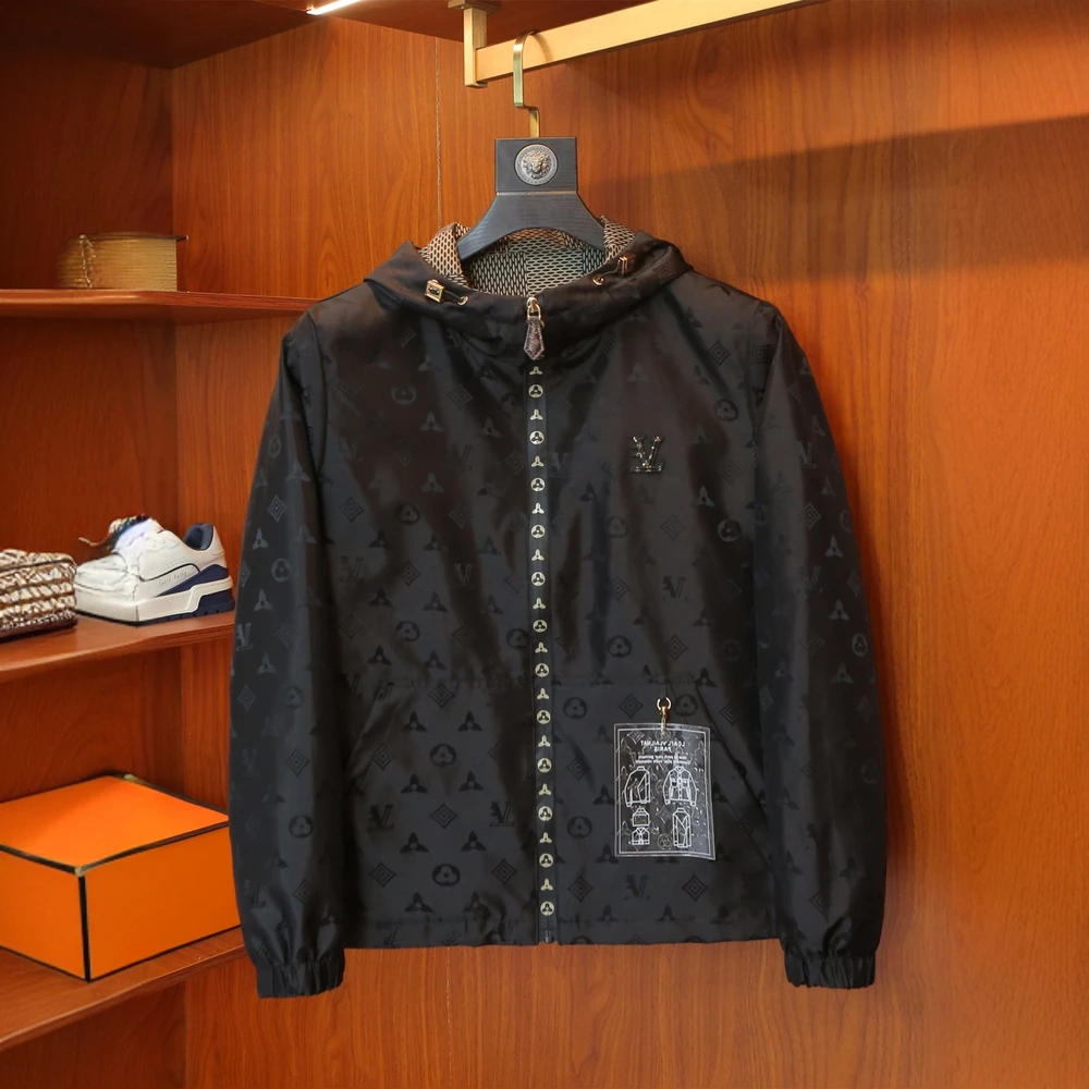 梵基弗奈男士春秋季提花夹克衫男士潮流休闲衣服青年修身连帽外套