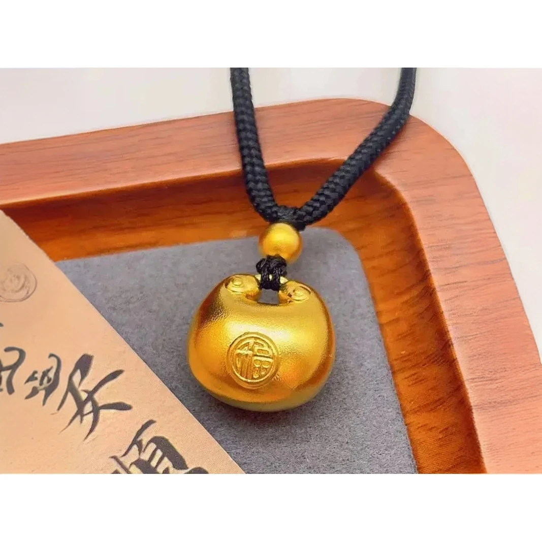 【顺丰配送 明天到家】黑色编织绳胖福吊坠项链女小众设计简约锁骨链复古高级感颈链铜合金配饰父亲节礼物