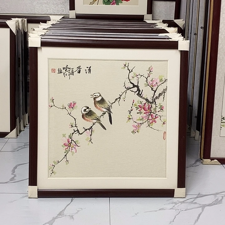 国画手绘作品带框发货