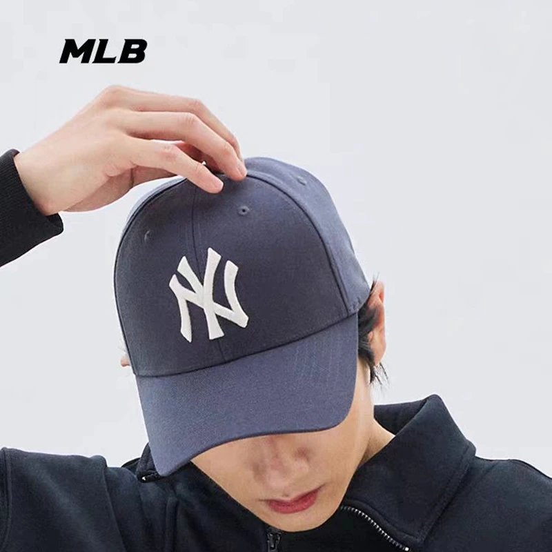 MLB棒球帽子韩国2025正品NY男女可调节百搭LA硬顶鸭舌遮阳帽