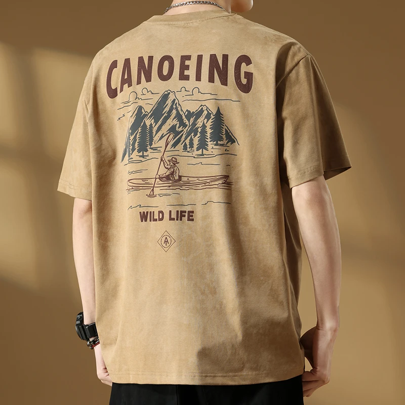 美式重磅短袖男夏季潮流圆领宽松大码高级感T体恤印花半袖t恤上衣