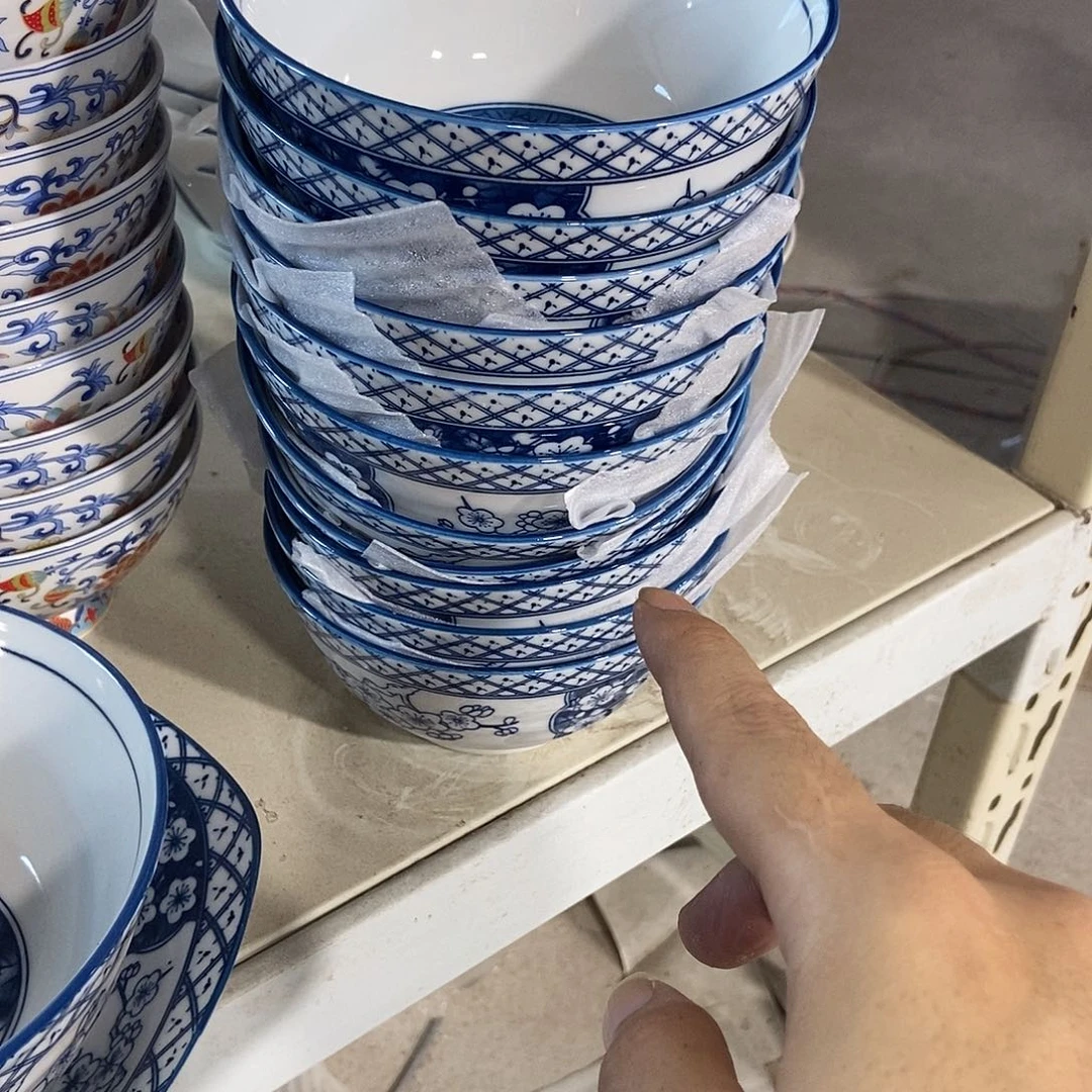梅***吖瓷片景德镇陶瓷碗10个5寸
