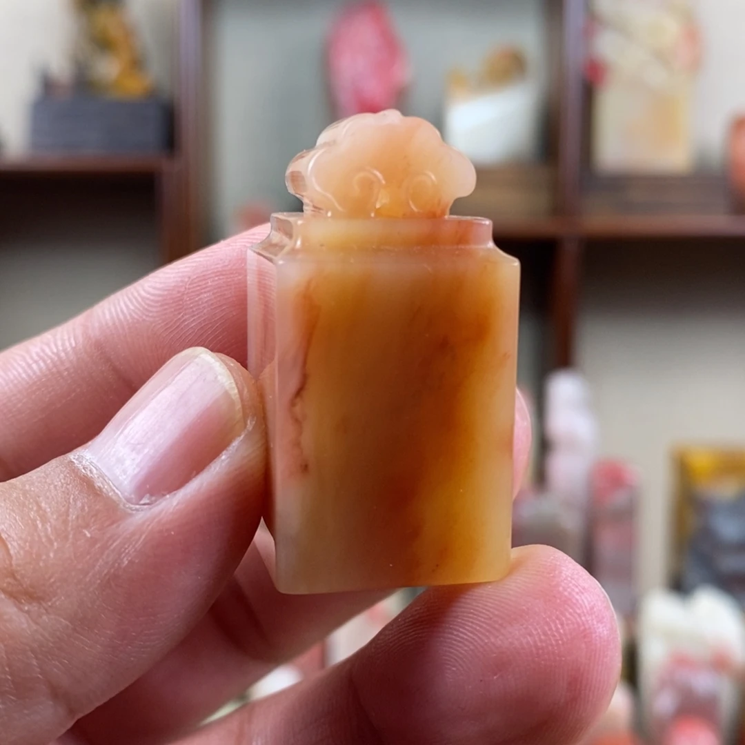 巴林石印石巴林石手工雕如意钮章