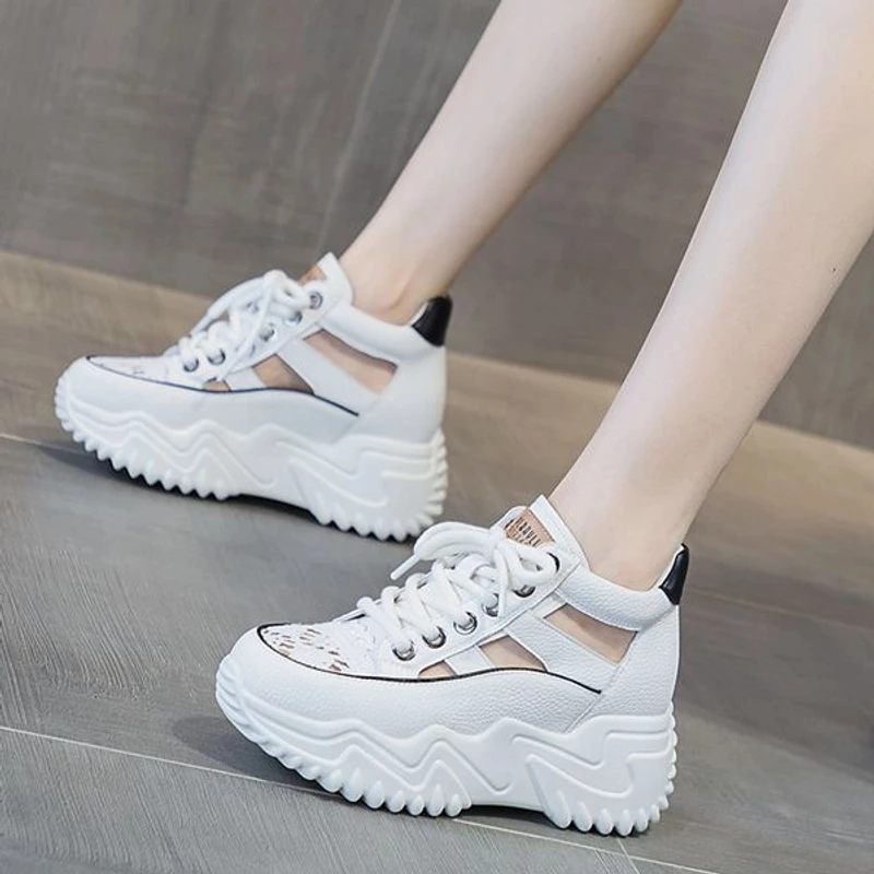 万达撤柜头层牛皮女凉鞋2025秋季休闲鞋厚底缕空凉鞋女透气运动鞋