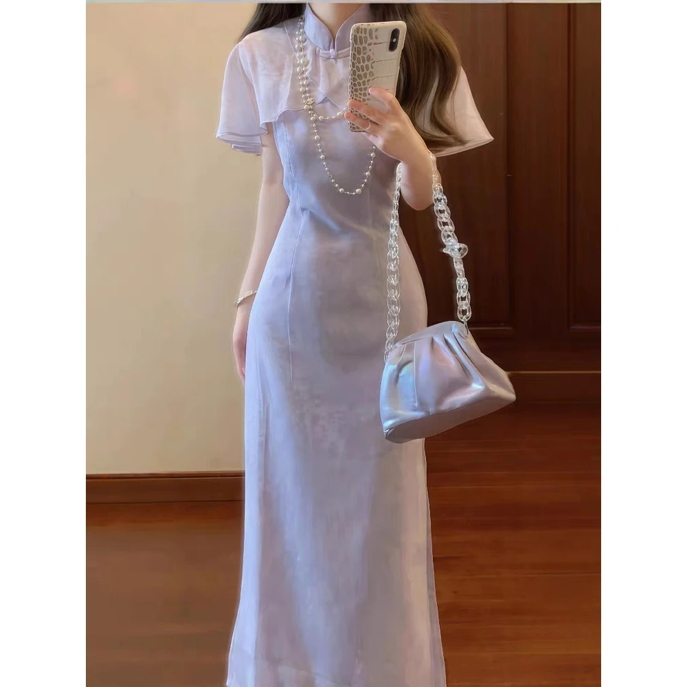 新中式国风日常改良斗篷旗袍女2025新款年轻款气质高端优雅连衣裙