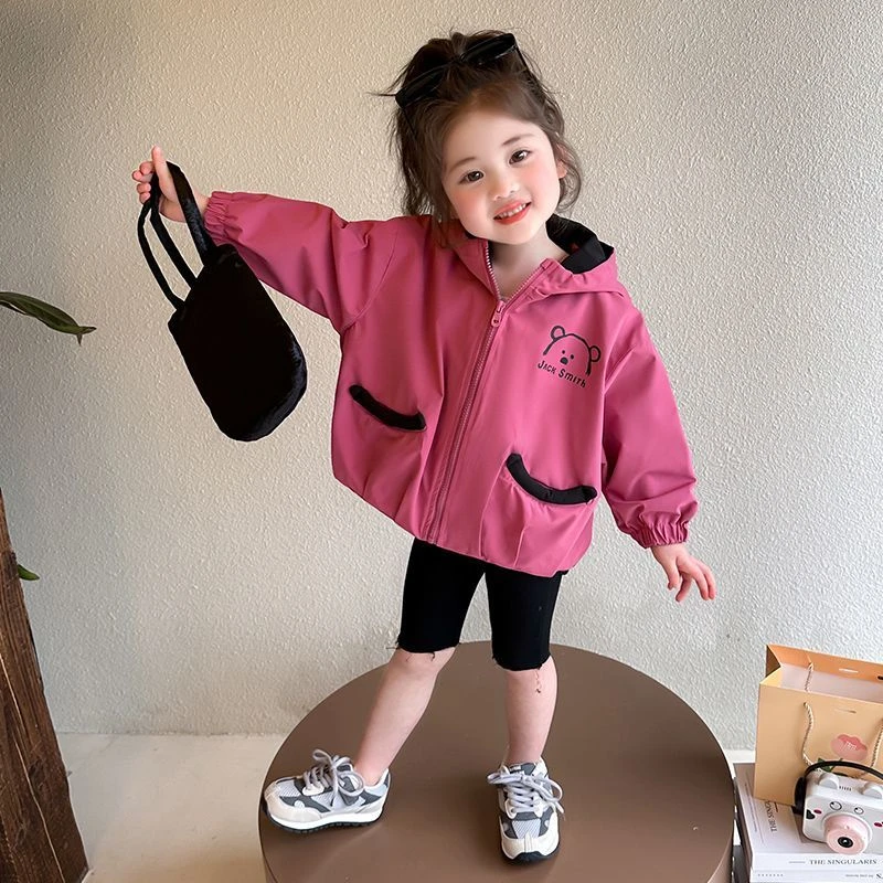 女童春装外套2025新款韩版儿童连帽洋气上衣可爱宝宝春秋款外套