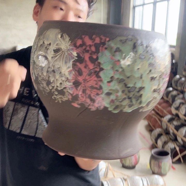 紫砂花盆高26口25