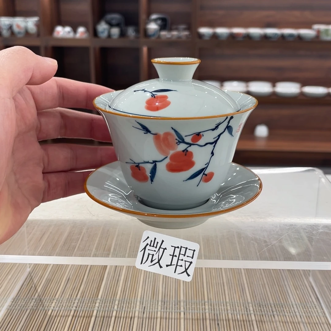 釉下手绘茶具微瑕