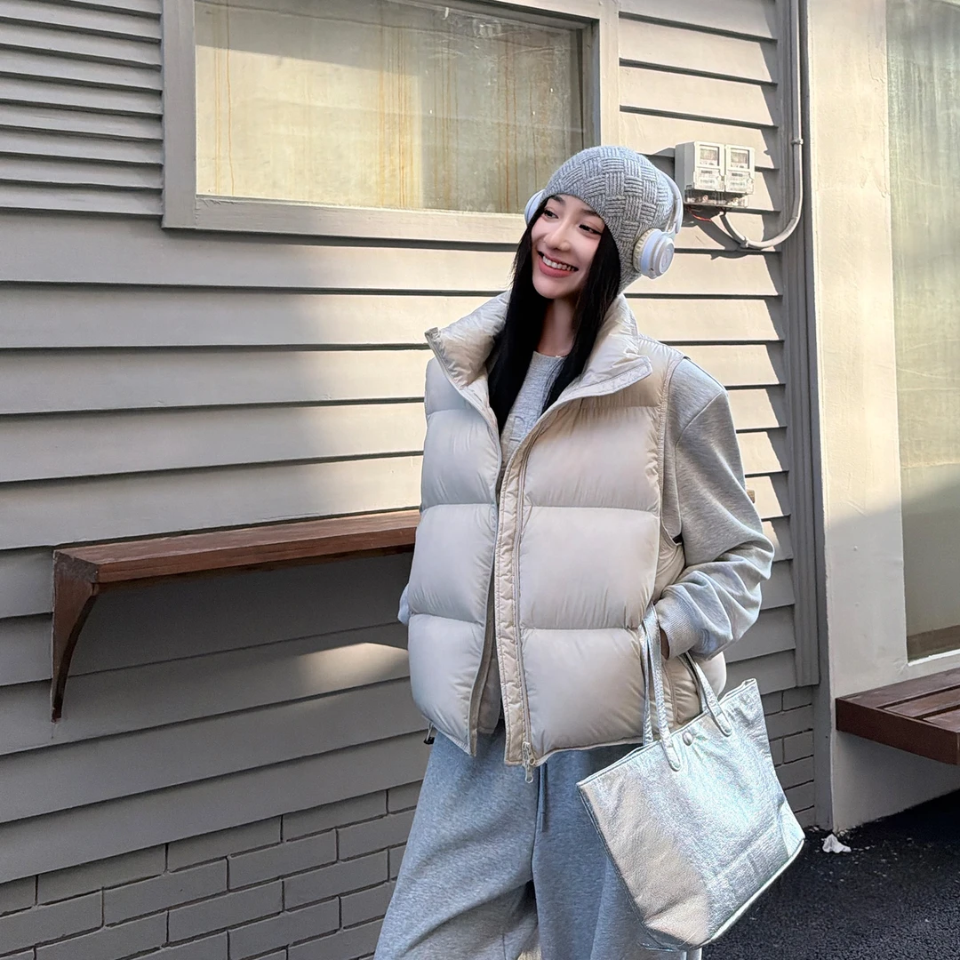 白鸭绒韩版加厚羽绒服马甲女士秋冬外套