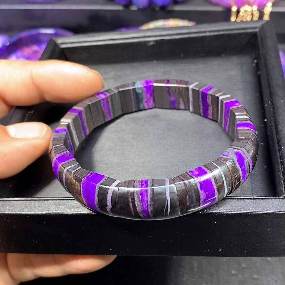 苏纪石（舒俱来）未镶嵌南非舒俱来皇家紫丝绒凝胶镯排