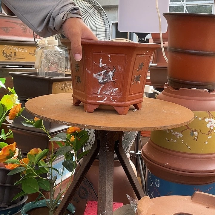 25红清雅六方花盆紫砂