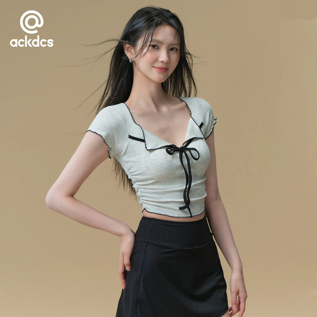 Ackdcs带胸垫瑜伽短袖女夏季高颜值跑步健身T恤上衣训练运动套装