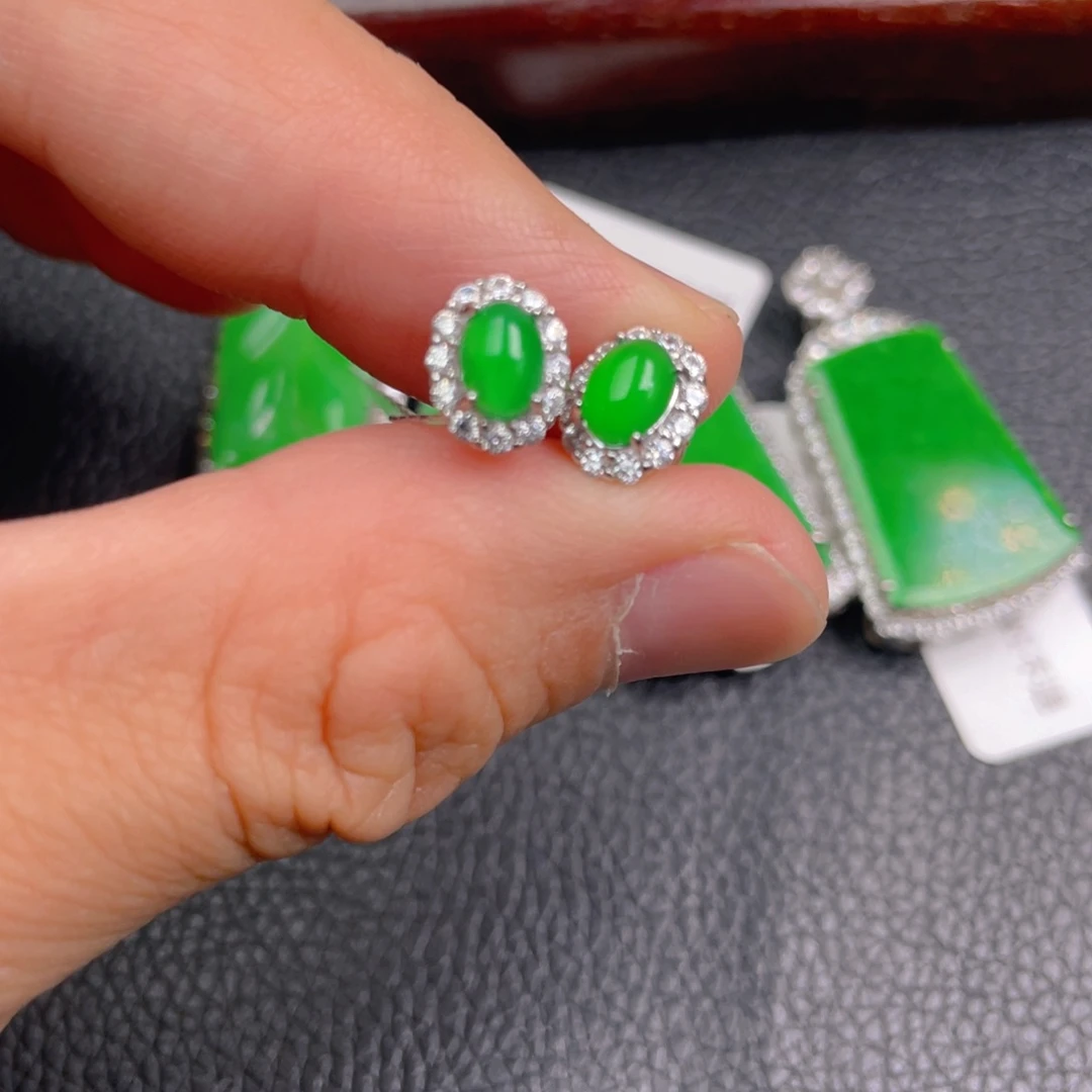 翡翠银S925镶嵌吊坠(不含链)