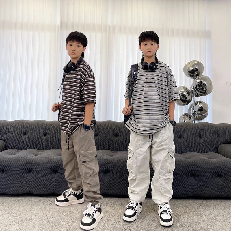 XT1659小赖家亲子休闲短袖T夏季中大童男童宽松儿童上衣