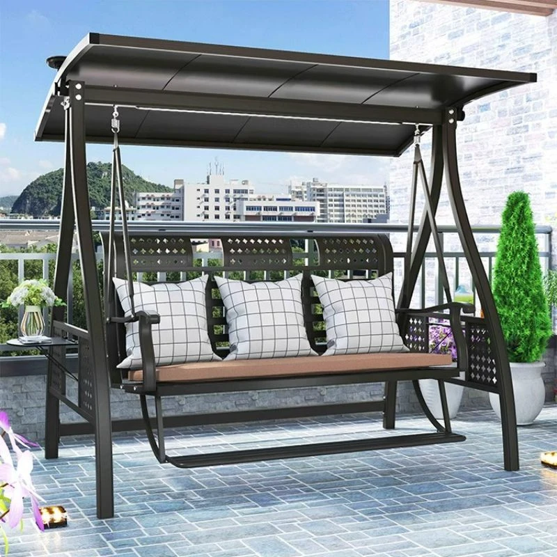 新秋千户外阳台庭院花园室外吊家用椅双人三人摇椅休闲太阳能吊篮