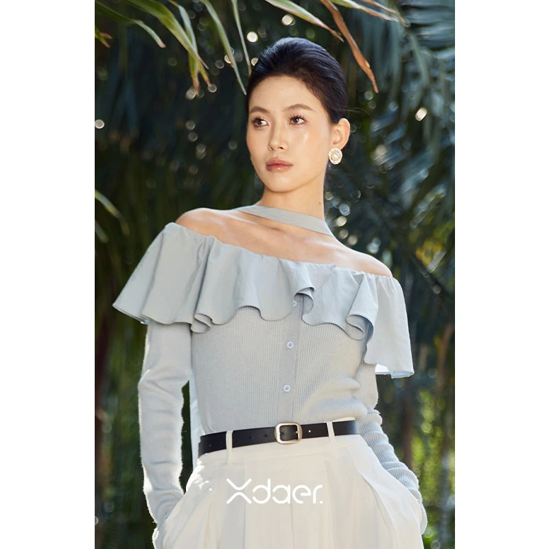 Xdaer/香妲儿毛针织衫轻奢一字领法式薄款优雅春季Z251011