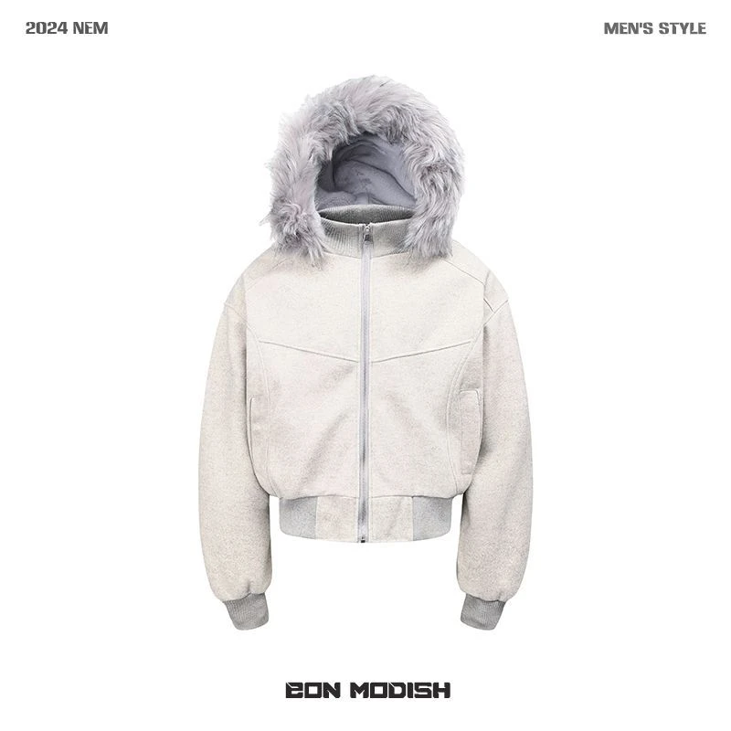 2024冬季新品实拍座山雕连帽毛领可拆卸棉服外套