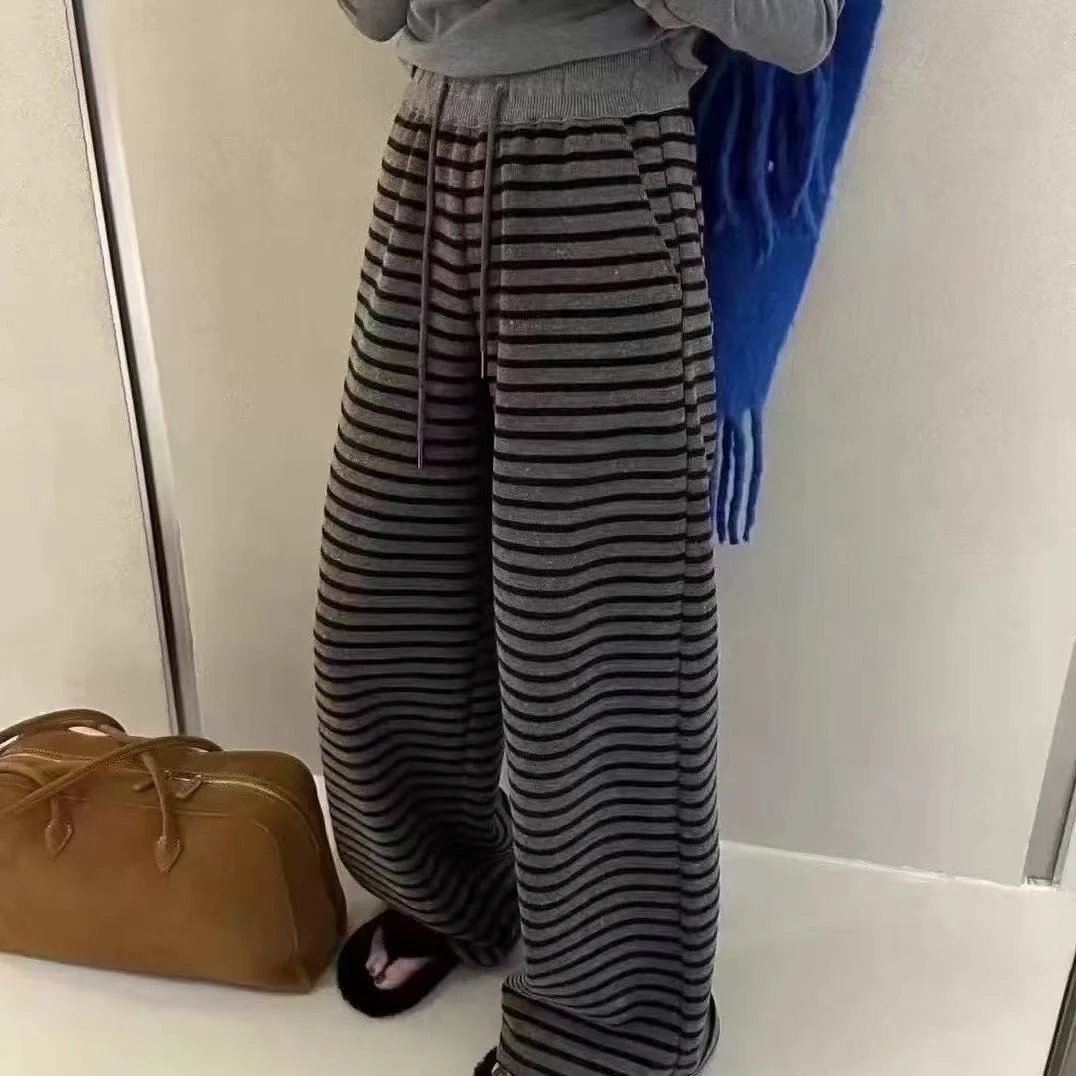 毛毛姐家时尚条纹拖地裤