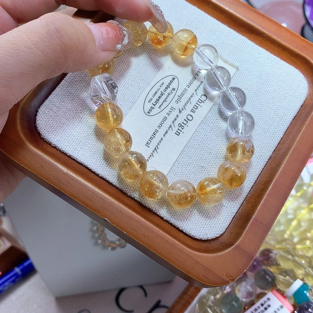 水晶手串未镶嵌黄塔晶10mm