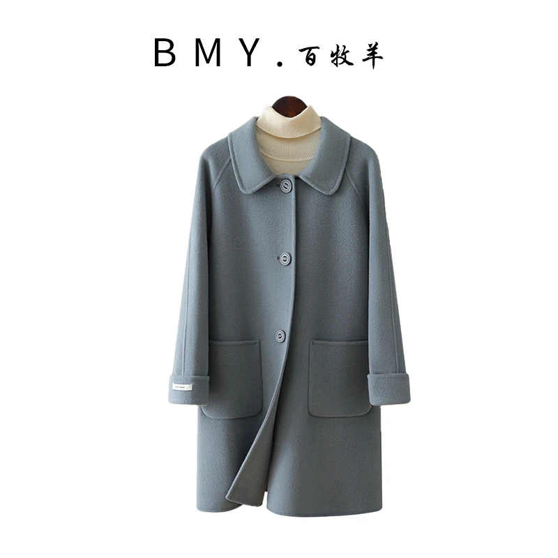 百牧羊~品牌实力硬货 纯羊毛呢 中长款纯手缝羊毛呢大衣2602