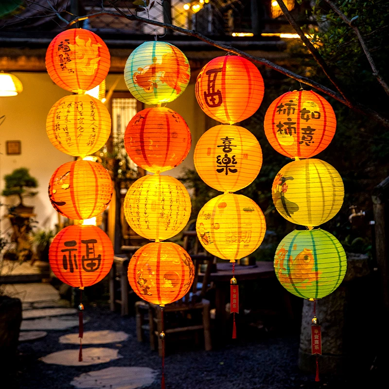 灯笼挂饰创意国潮风发光灯笼挂件节日道具商场门店民宿场景布置