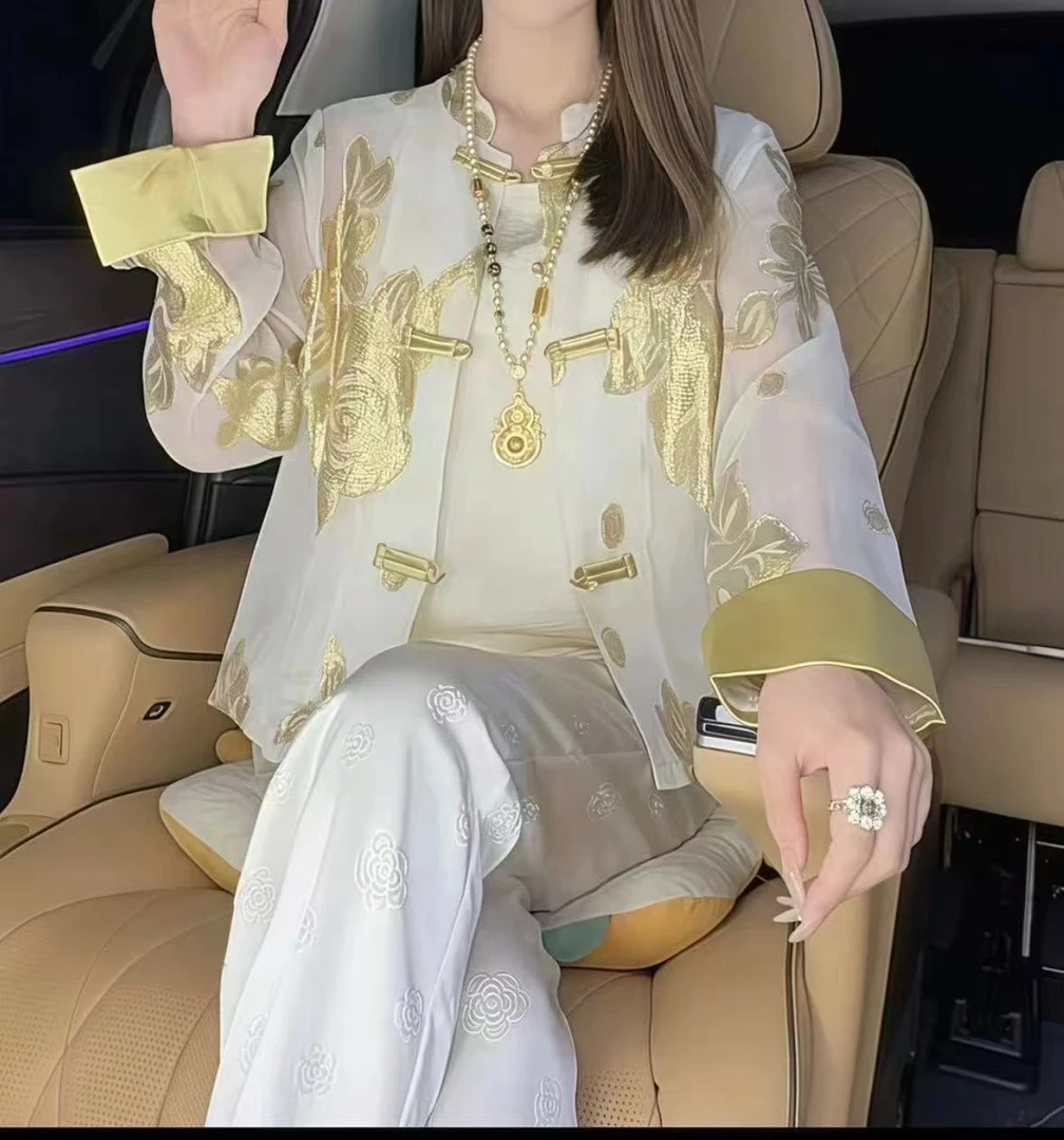 贵气国风刺绣外套气质拼接袖口防晒上衣