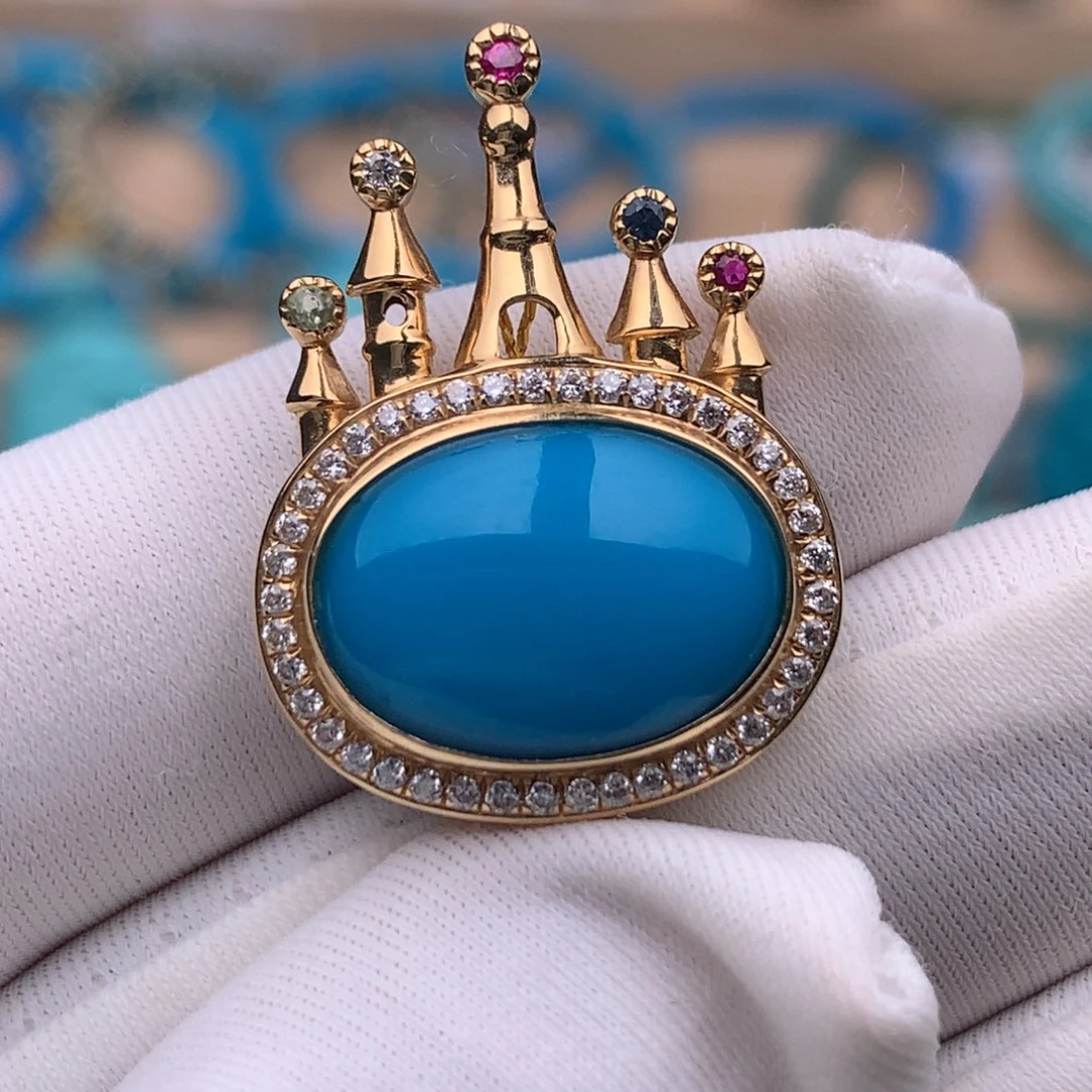 绿松石18K金镶嵌珠宝奇石