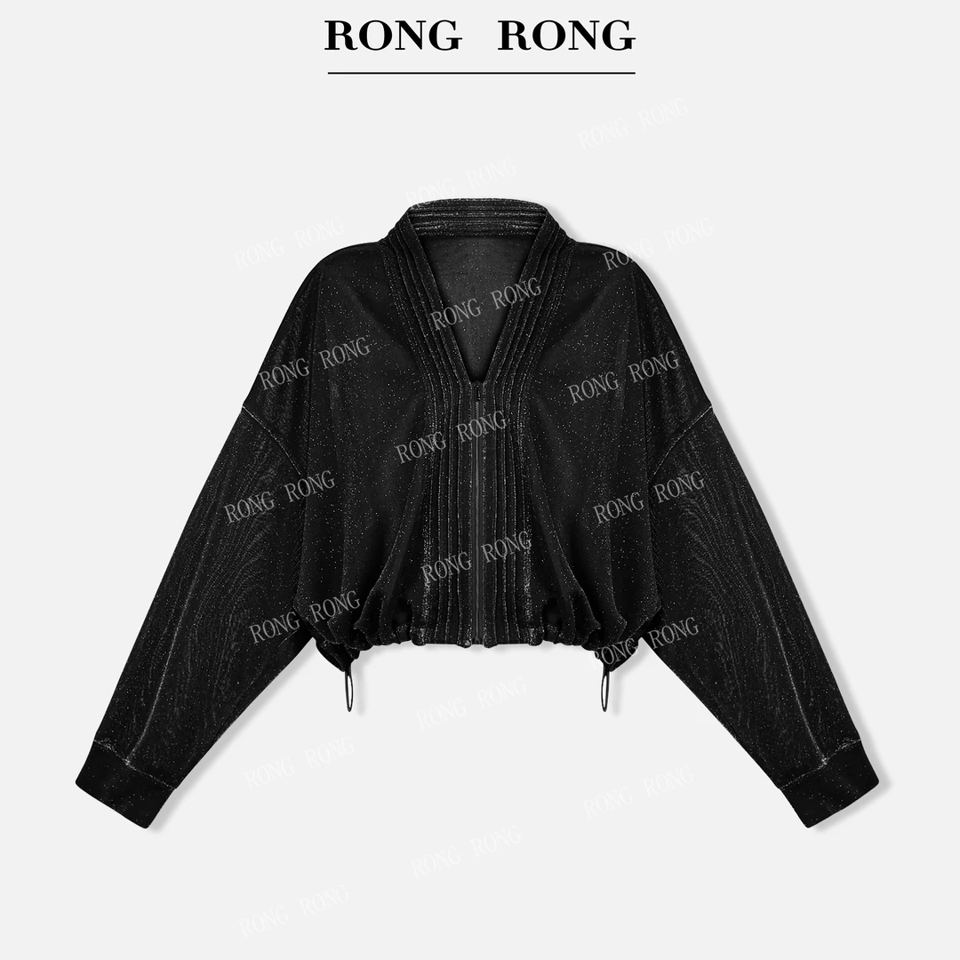 溶溶【半透月光】RONGRONGV领银丝下摆抽绳清透网纱短外套C-I202989