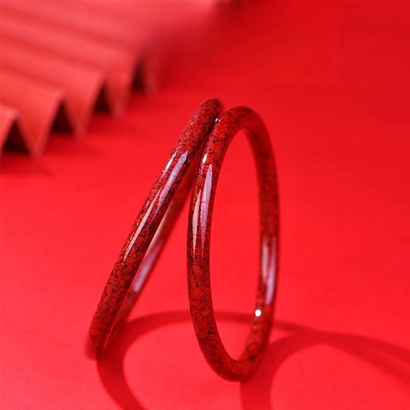 含辰砂工艺品朱砂晶体砂细条叮当镯女款礼物