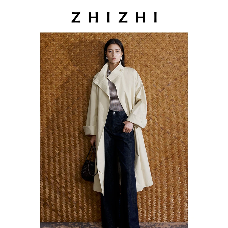 致知 潇湘令 欧若风立领风衣外套女25年直身插肩袖ZZ2ESWF9045