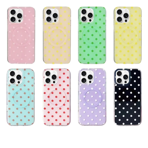 新品 亮面IMD彩色波点磁吸夏日手机壳适用苹果16/15/14/13pro/max