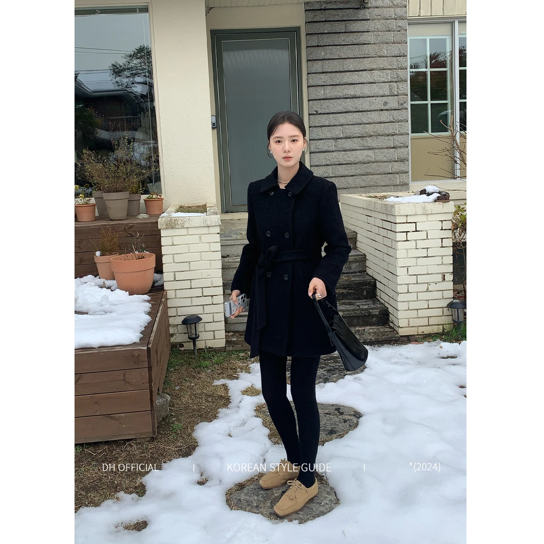 DH OFFICIAL 大花【智性冷都女】韩版冬季宽松绵羊毛毛呢外套