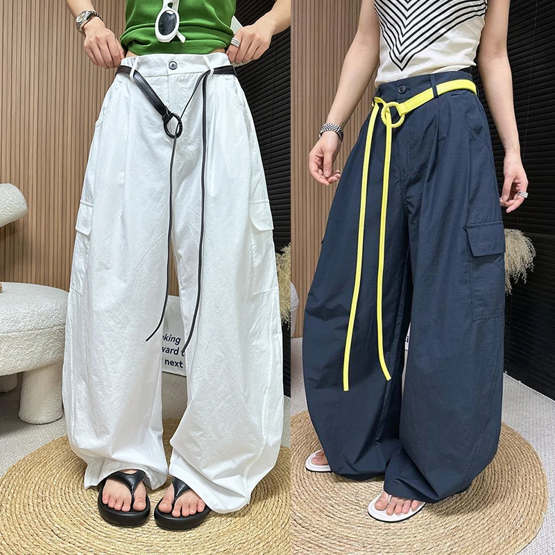 极简风白色垂感阔腿裤百搭宽松2025新款高腰显瘦弯刀裤直筒休闲裤