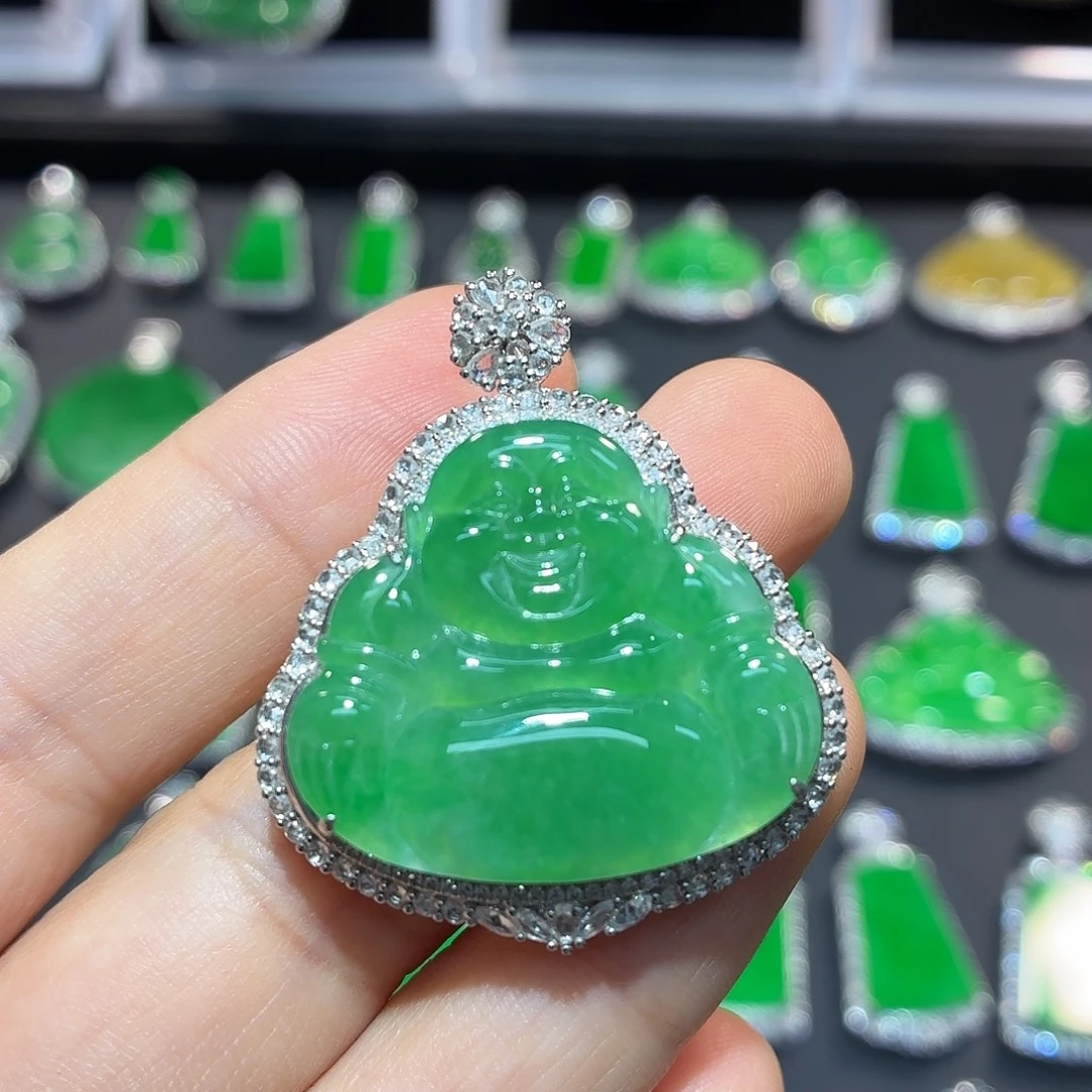 翡翠18K金镶嵌吊坠(不含链)翡翠