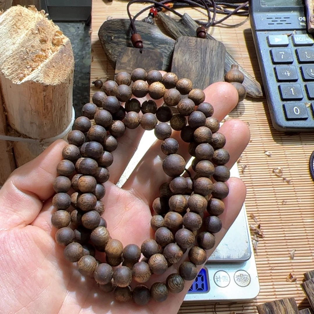 手串沉香白棋08多圈圆珠27克