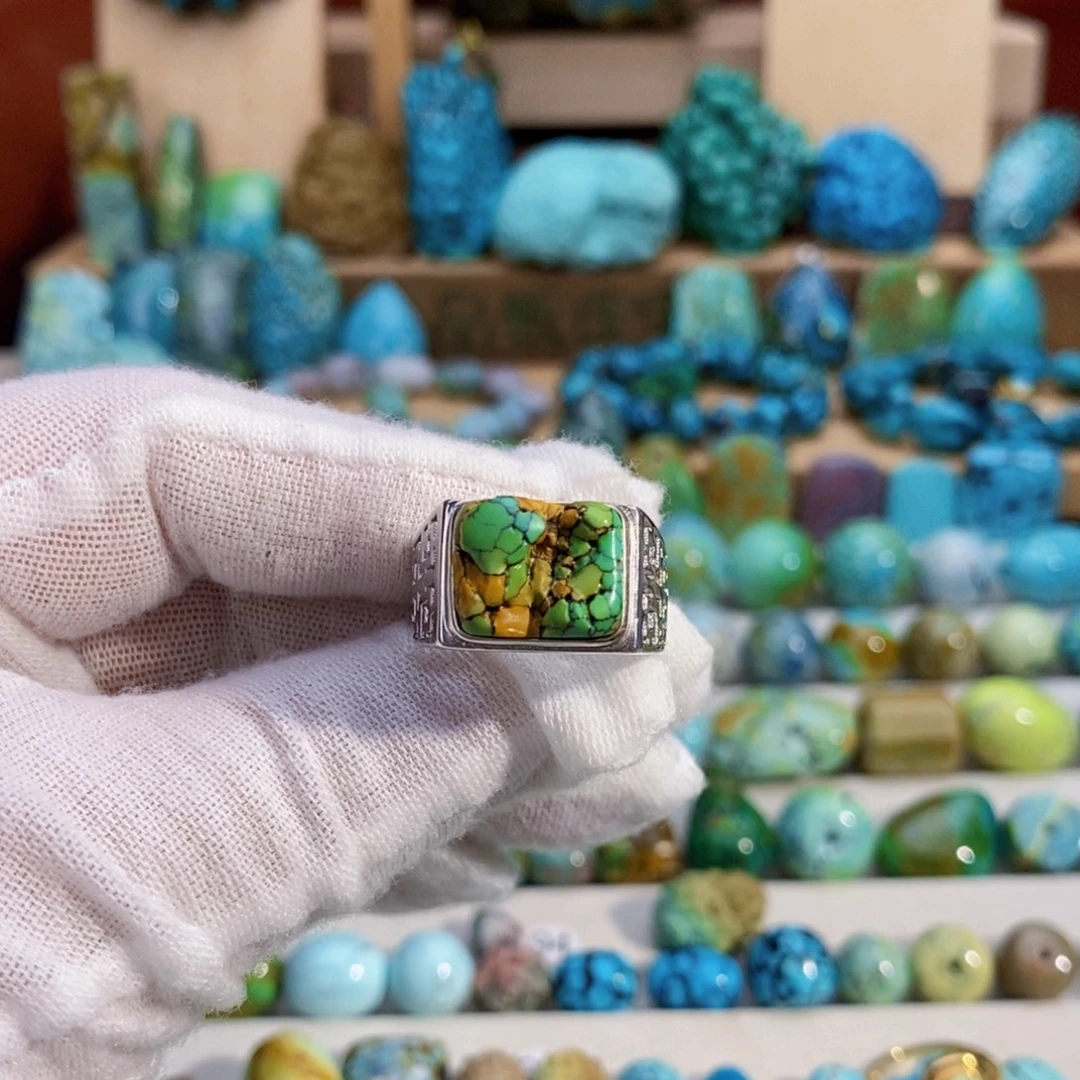 定制绿松石唐三彩戒指