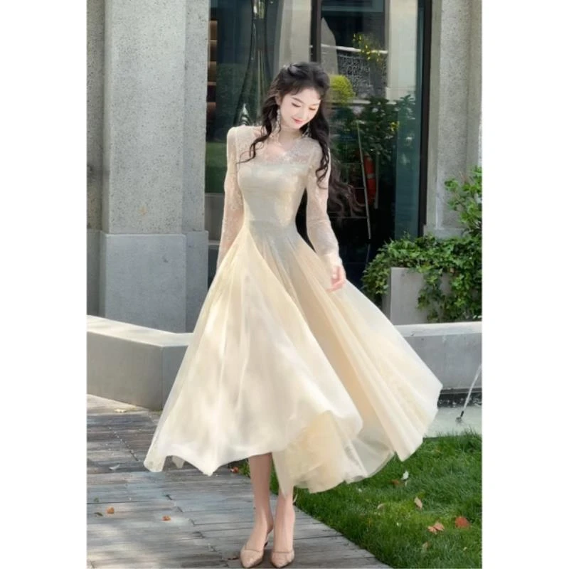 JM【法蕾入梦】无法复刻！白月光温柔网纱收腰气质公主裙