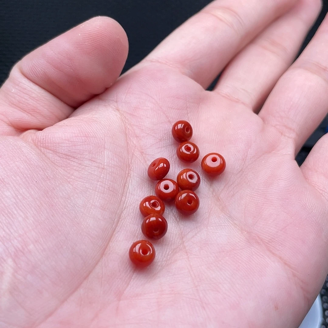 南红玛瑙4*6柿子红隔片一组10颗未镶嵌