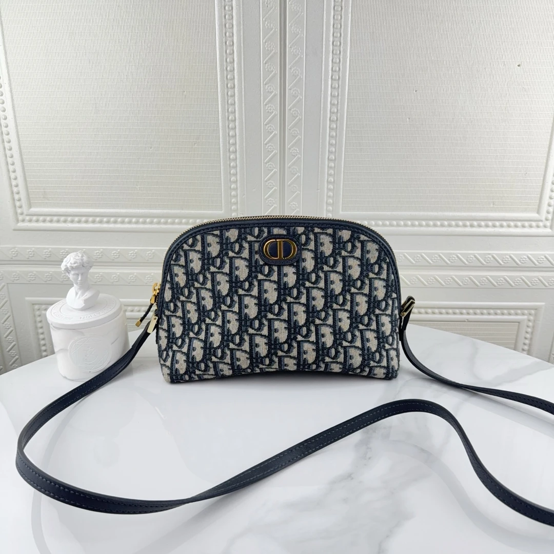 99新 DIOR/迪奥 Oblique经典 刺绣老花满印帆布 化妆包 二奢包包