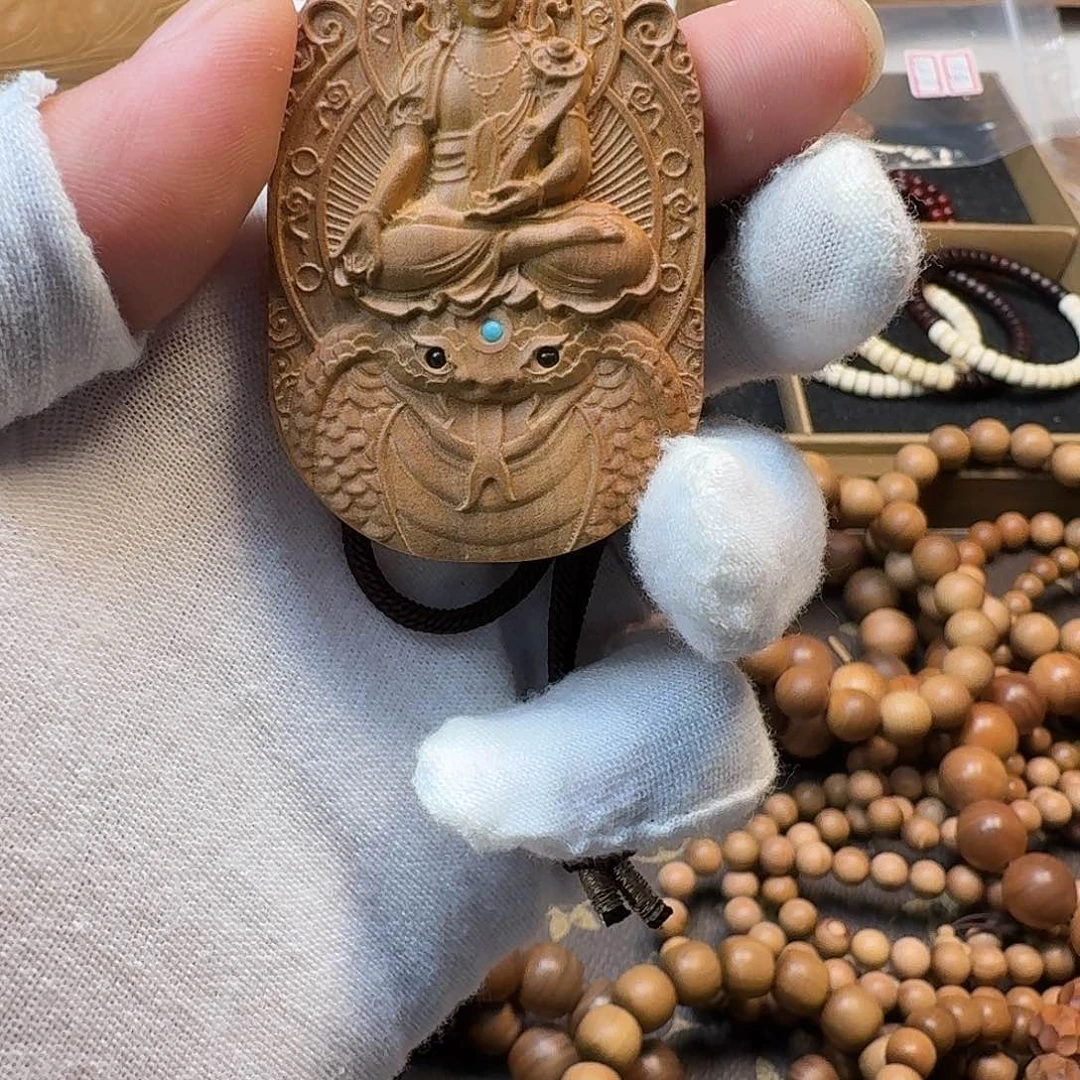 檀香木手串/手链普贤菩萨614牌牌