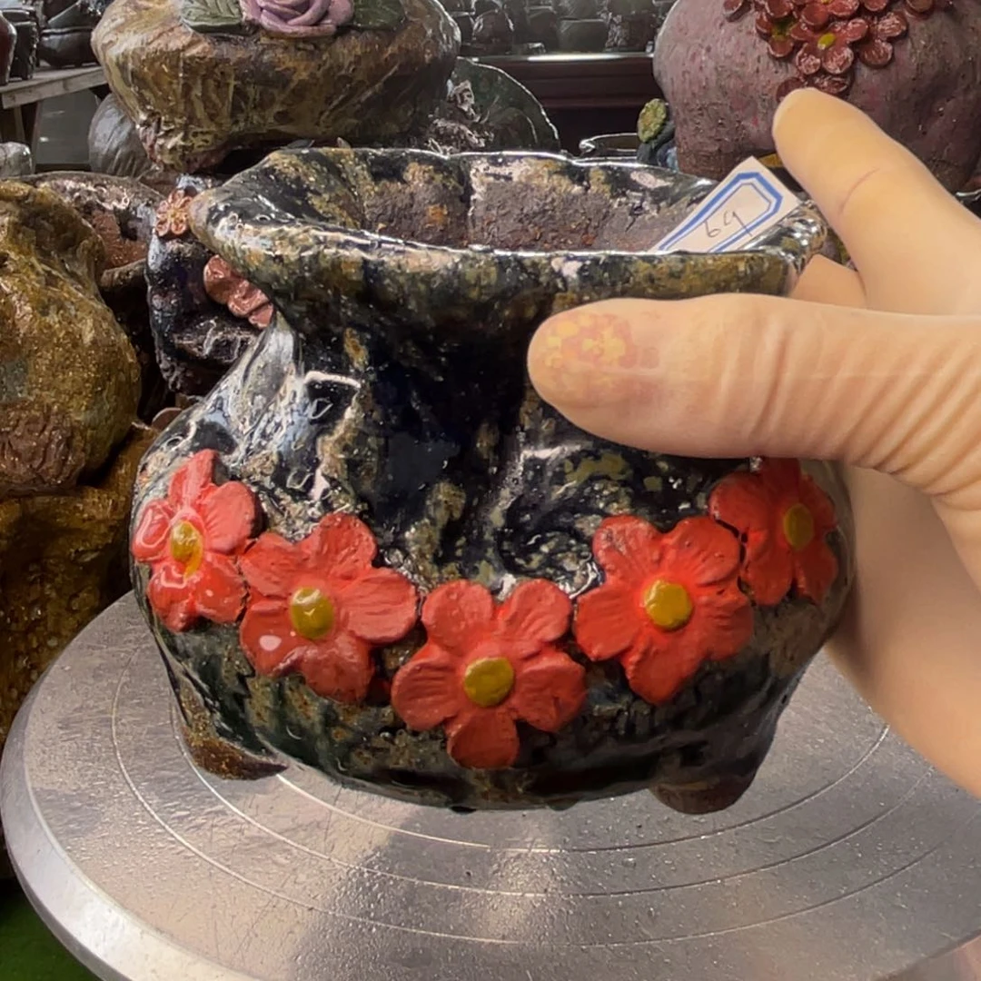 红陶粗砂陶瓷花盆