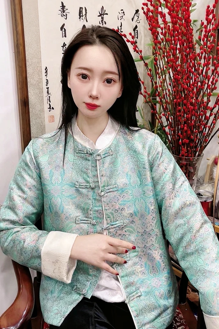 龙妹妹【宝玲彩相花】新中式中国风明明星款织锦缎春秋外套上衣时尚