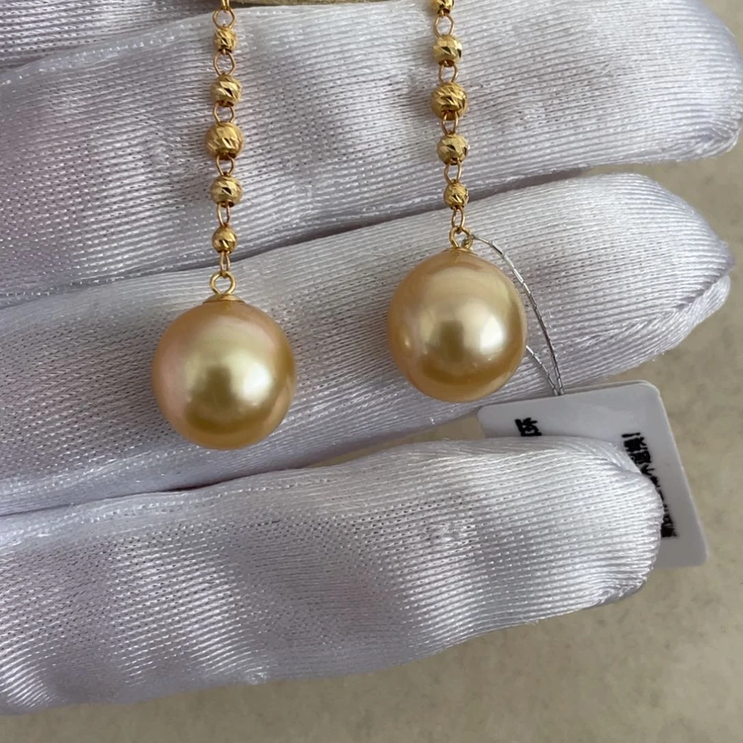 18K金镶嵌海水珍珠耳饰10-11mm