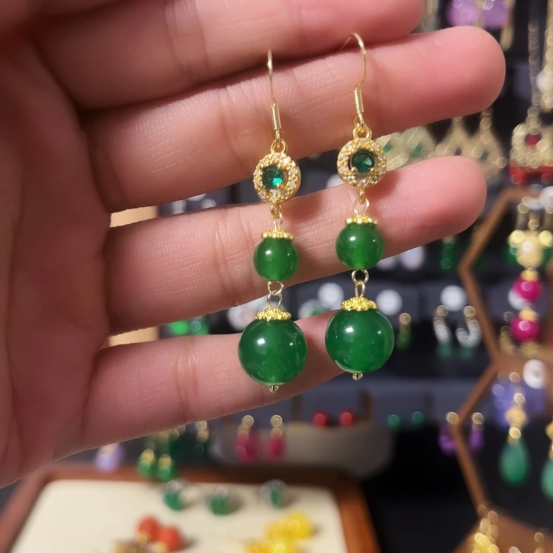 锆石纯铜925银耳饰