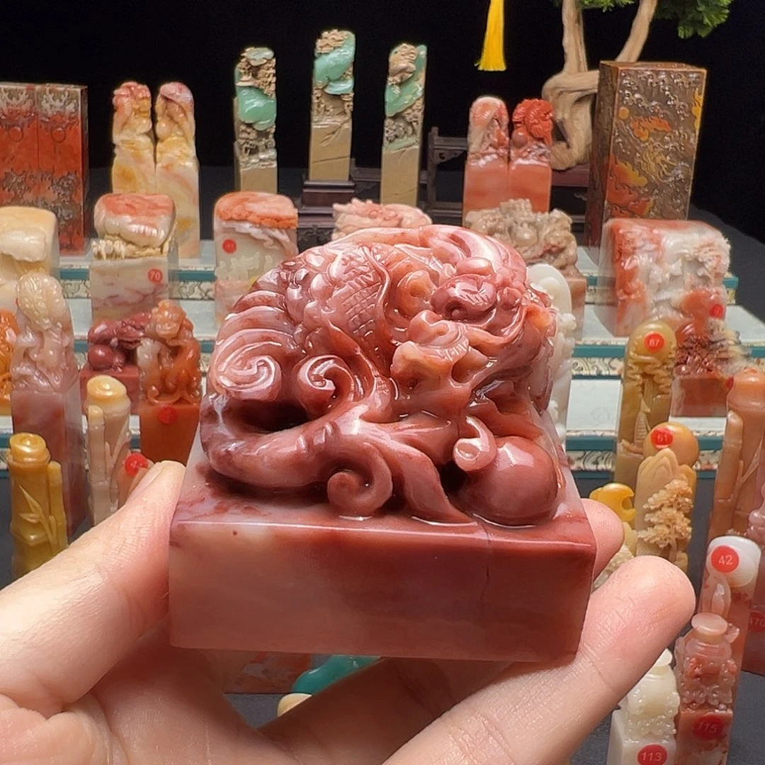 漠***北寿山石印石手工制作