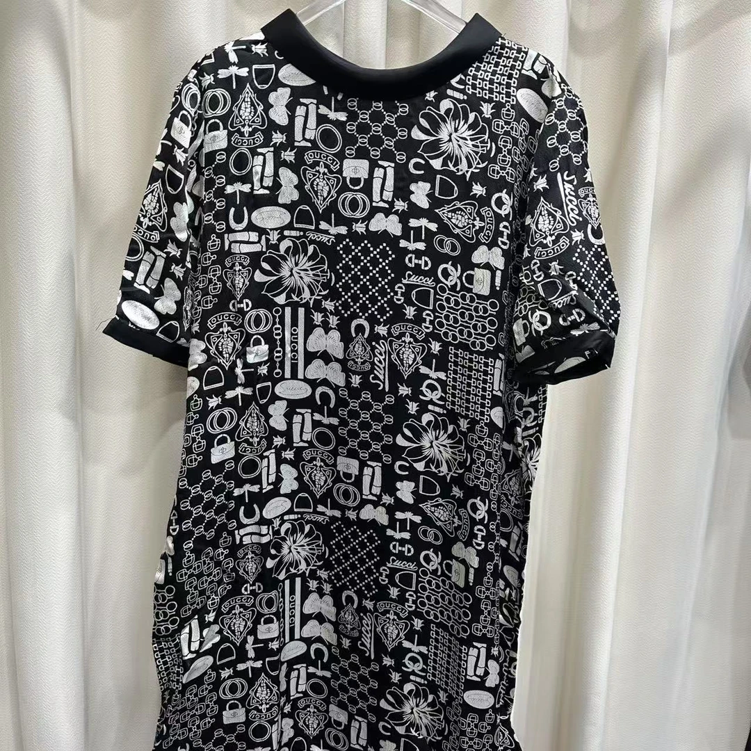 23号  88002黑色蝴蝶桑蚕丝连衣裙