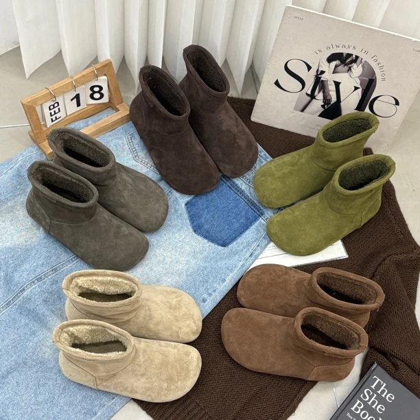 108089（棉）高颜值秋冬新款时尚百搭雪地靴真皮防滑女鞋