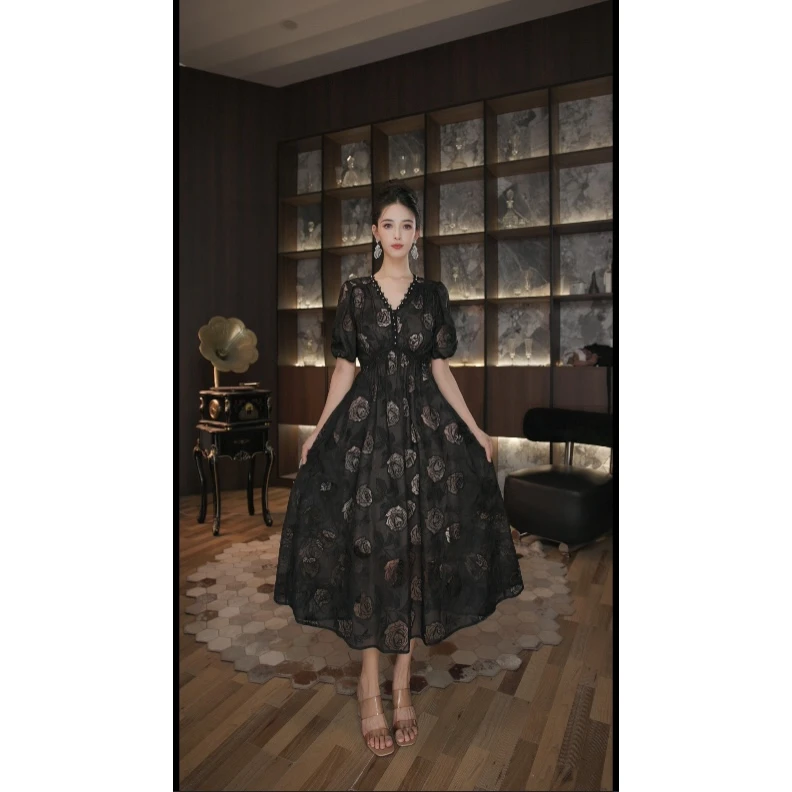 七爷定制 法式气质名媛显瘦优雅时尚连衣裙 45322