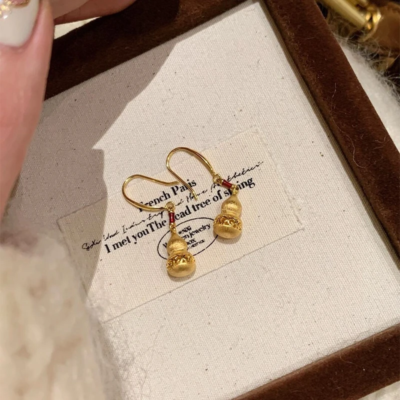 卡柒 铜合金耳饰 新中式复古金色葫芦耳环轻奢气质高级感国风耳饰